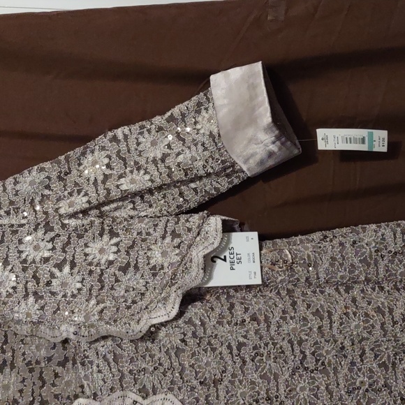 R&M Richards Lace Sequin Dress with Matching Boloro - Picture 2 of 15